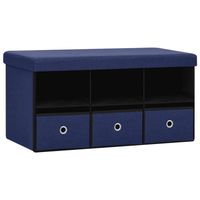 The Living Store Halbank Opbergbank - 76 x 38 x 38 cm - Blauw - Kunstlinnen - MDF