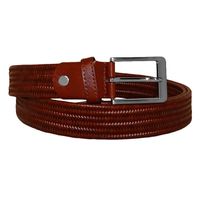 Timbelt Leren Elastische Gevlochten Riem Cognac | 130 cm - thumbnail