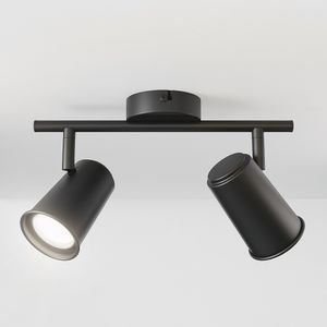 HOFTRONIC™ Riga LED Plafondlamp 2 spots Zwart - Draaibaar en Dimbaar - 2 lichts Dubbel - GU10 6000K daglicht wit - Plafondspot woonkamer en gang - Opbouwspot verlichting