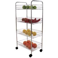 Keuken/badkamer trolley - rvs metaal - zilver - met wielen - 38 x 35 x 78 cm - thumbnail