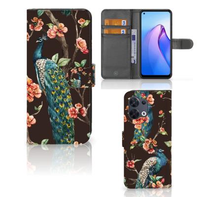 OPPO Reno8 | Telefoonhoesje | Met pasjeshouder | Pauw met Bloemen