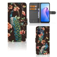 OPPO Reno8 | Telefoonhoesje | Met pasjeshouder | Pauw met Bloemen