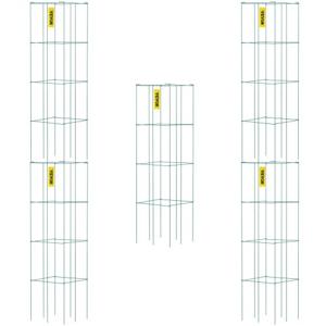 VEVOR Tomatenkooien 30 x 30 x 117 cm Set van 5 vierkante plantensteunkooien Robuuste groene tomatentorens van PVC-gecoat staal voor het beklimmen van groenten, planten, bloemen en fruit