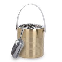 Champagnekoeler/ijsemmer incl. ijsblokjes schep - 1.7L - goud - D15 cm