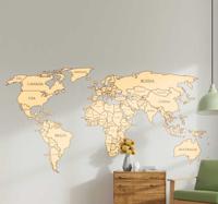 Muursticker wereldkaart sticker in geel