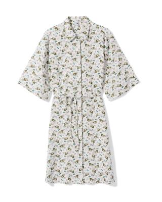 HEMA Damesjurk Lynn regular fit mousseline wit (wit)