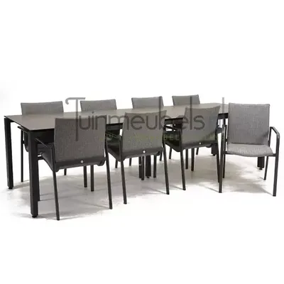 Tuinstoel Anzio dining Light Antracite met GOA HPL 280 cm donker grijs