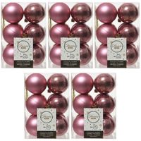 60x Kunststof kerstballen glanzend/mat oud roze 6 cm kerstboom versiering/decoratie   -