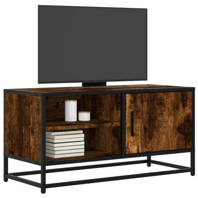 Tv-meubel 80x34,5x40cm bewerkt hout metaal gerookt eikenkleurig