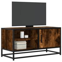 Tv-meubel 80x34,5x40cm bewerkt hout metaal gerookt eikenkleurig