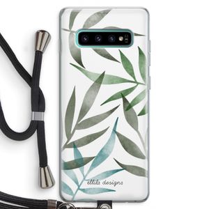 Tropical watercolor leaves: Samsung Galaxy S10 Plus Transparant Hoesje met koord