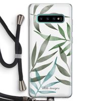 Tropical watercolor leaves: Samsung Galaxy S10 Plus Transparant Hoesje met koord