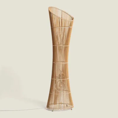 Vloerlamp hout &apos;Mandy&apos; 2x E27 fitting open ontwerp 118 cm