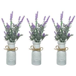 8x stuks lichtpaarse Lavendula/lavendel kunstplant 32 cm in witte pot