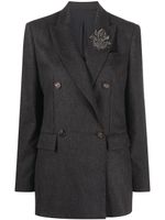 Brunello Cucinelli blazer croisé à revers pointu - Gris - thumbnail