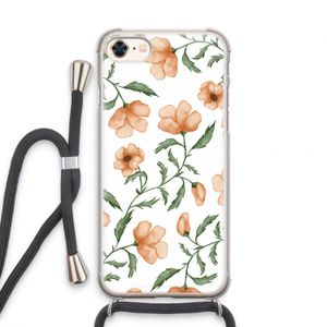 Peachy flowers: iPhone 7 Transparant Hoesje met koord