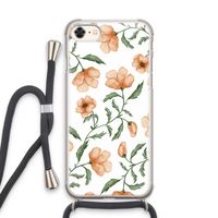 Peachy flowers: iPhone 7 Transparant Hoesje met koord