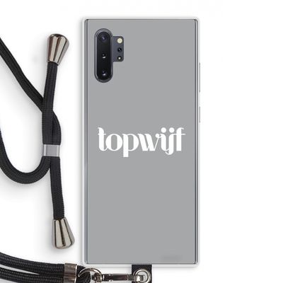 Topwijf Grijs Wit: Samsung Galaxy Note 10 Plus Transparant Hoesje met koord