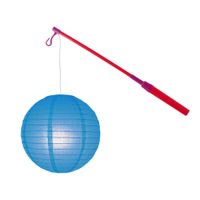 Lampionstokje 40 cm - met lampion - blauw - D25 cm - thumbnail