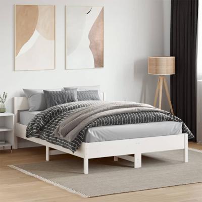 Bedframe zonder matras massief grenenhout wit 140x190 cm