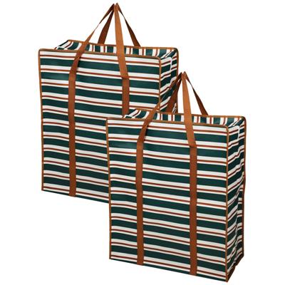 Grote opberg tas voor dekens/kussens/speelgoed - 2x - met rits - Retro kleuren mix - 55 x 27 x 65 cm