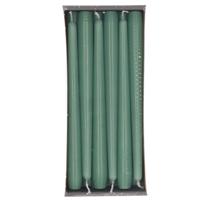 Enlightening Candles Dinerkaarsen - 12x stuks - groen - 8 branduren - 25 cm - kandelaar kaarsen