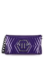 Philipp Plein sac porté épaule en cuir à fini verni - Violet