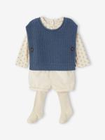 4-delige babyset: T-shirt + short + trui + maillot jeansblauw