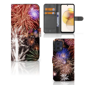 Motorola Moto G73 Wallet Case met Pasjes Vuurwerk