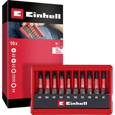 Einhell Impact Bit Taschenbox 10tlg 118653 Bitset 1/4 (6.3 mm), PH, PZ, Torx, Zeskant