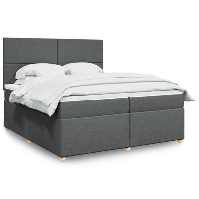 Boxspring met matras stof donkergrijs 200x200 cm