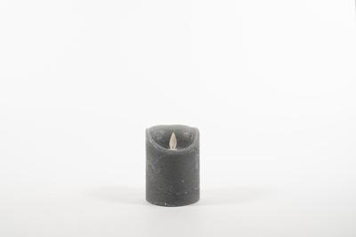 Rustic Wax Candle Moving Flame 7,5X10Cm Grey 3 X Aaa - Annas collection