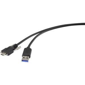 Renkforce USB-kabel USB 3.2 Gen1 (USB 3.0 / USB 3.1 Gen1) USB-A stekker, USB-C stekker 1.00 m Zwart Schroefbaar RF-3773814