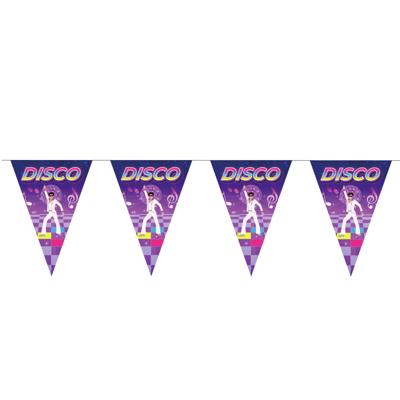 Disco thema vlaggetjes slinger/vlaggenlijn - paars - 5 meter - 10 puntvlaggetjes - Seventies