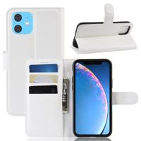 Litchi textuur horizontale Flip lederen case voor iPhone 11 met portemonnee & houder & kaartsleuven (wit)