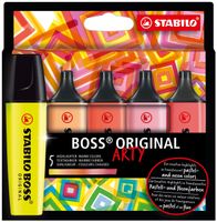 STABILO BOSS ORIGINAL markeerstift Arty, kartonnen etui van 5 stuks in geassorteerde kleuren - thumbnail