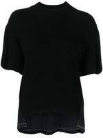 sacai t-shirt nervuré à ourlet asymétrique - Noir - thumbnail