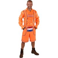 Oranje Oktoberfest broek / lederhosen voor heren 60-62 (XL)  - - thumbnail