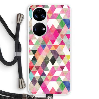 Gekleurde driehoekjes: Huawei P50 Transparant Hoesje met koord