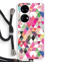 Gekleurde driehoekjes: Huawei P50 Transparant Hoesje met koord