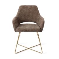 Jesper Home Yanai eetkamerstoel Checked Chestnut cross gold