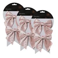 Kerstornamenten strikken - 12x - velvet roze - 12 x 13 cm - kerstboomstrikjes