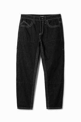 Lange denim broek met zakken - BLACK - 34