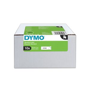 Dymo D1 tapecassette zwart op wit, 19mm x 7m printlint 10 stuks