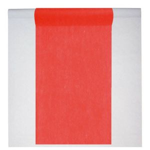 Feest tafelkleed met loper op rol - wit/rood - 10 meter - Feesttafelkleden