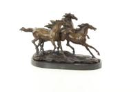 A BRONZE GROUP OF 3 GALLOPING HORSES A BRONZE GROUP OF 3 GALLOPING HORSES