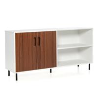 Modern Buffetkast Credenza Kast met Open Deuren en Compartimenten Keuken Kast met Metalen Poten Barkast