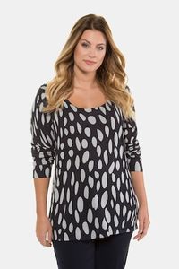 Ulla Popken Pullover, stippendessin, ronde hals - Grote Maten Ulla Popken Pullover, stippendessin, ronde hals - Grote Maten