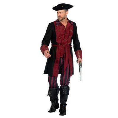 Piraat outfit heer burgundy/zwart