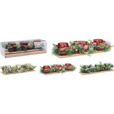 Kerstdecoratie Theelichthouder voor 3 Theelichten Assorti